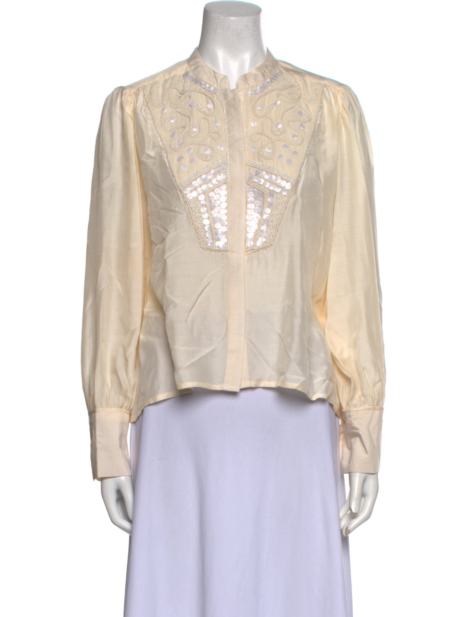 Mariacher Mock Neck Long Sleeve Blouse