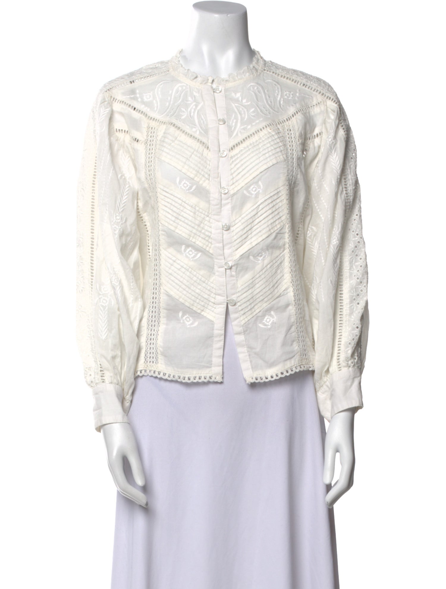 Mariacher Mock Neck Long Sleeve Blouse