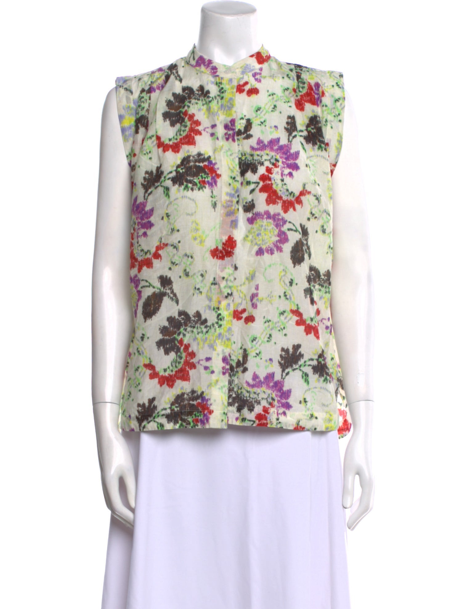 Mariacher Floral Print Mock Neck Blouse w/ Tags