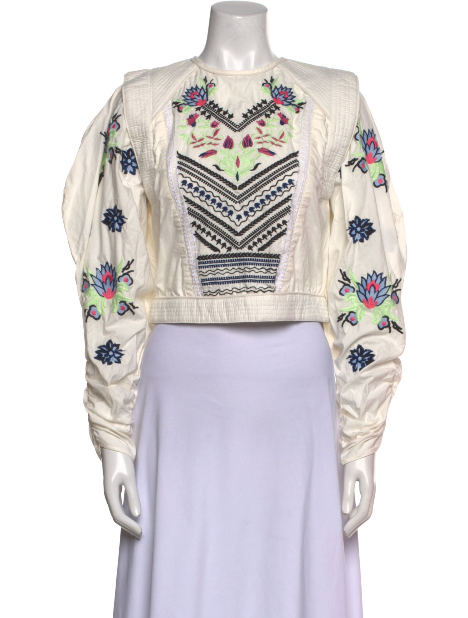 Mariacher Printed Crew Neck Crop Top