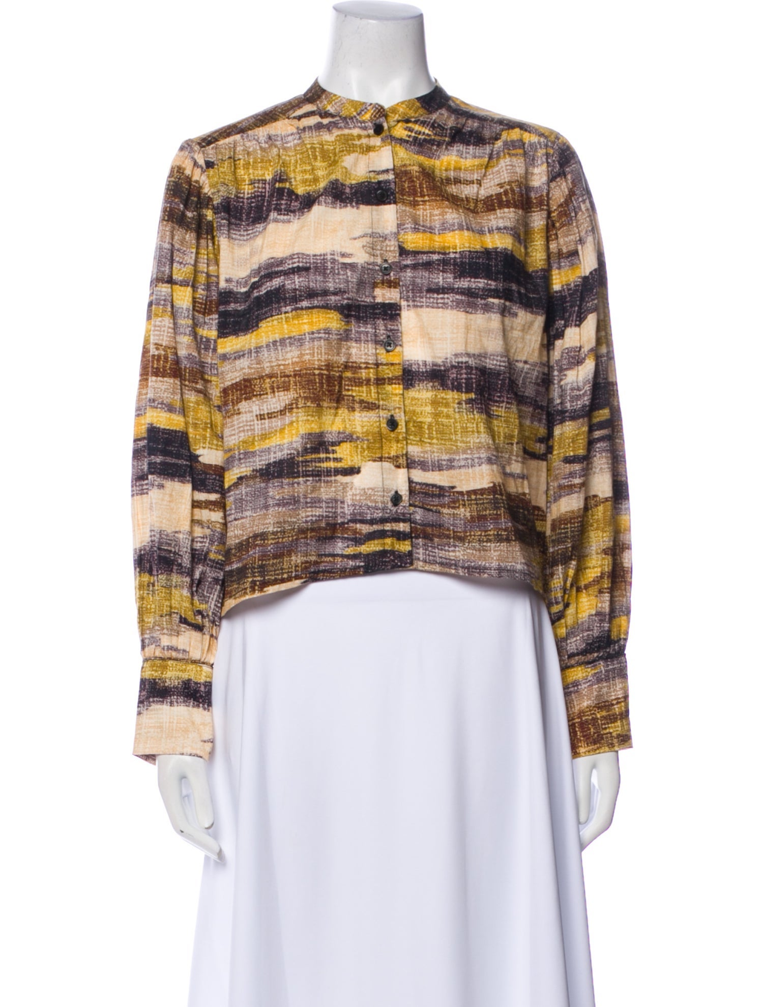 Mariacher Printed Mock Neck Crop Top