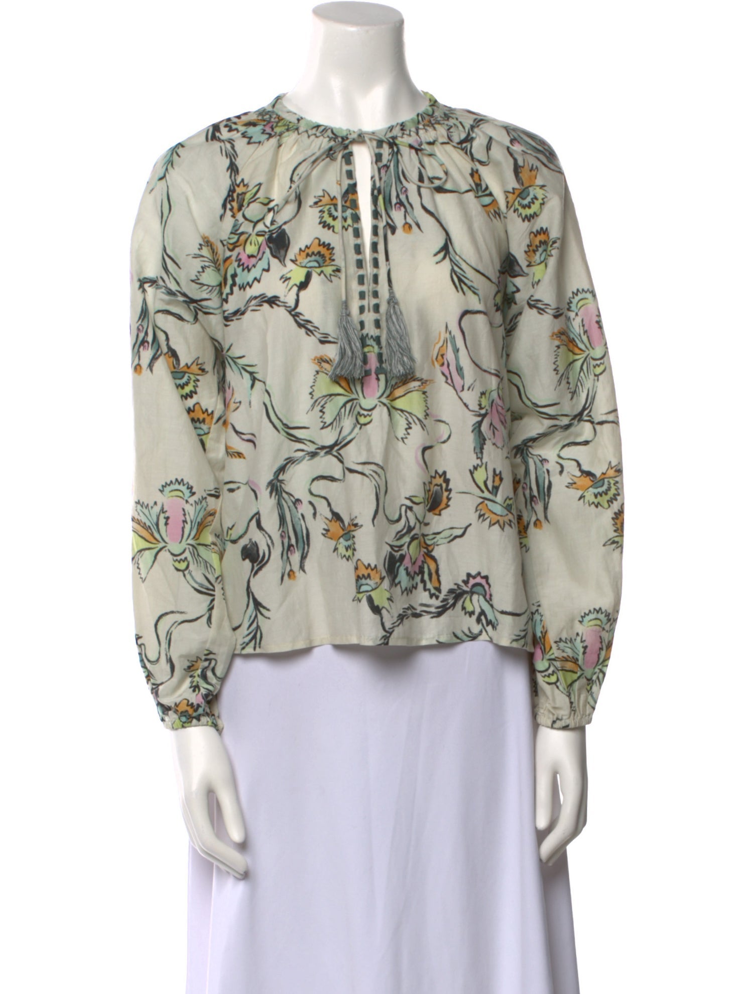 Mariacher Floral Print Crew Neck Blouse