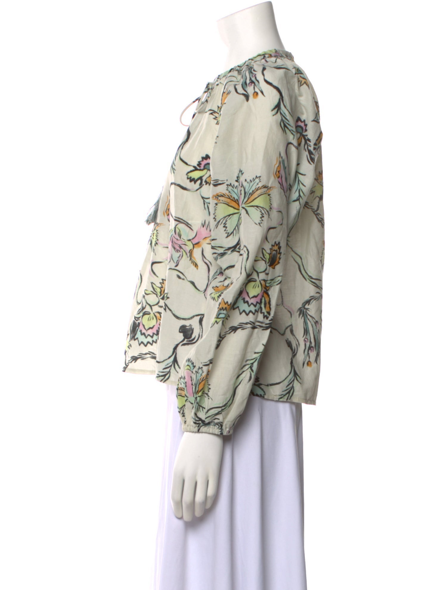 Mariacher Floral Print Crew Neck Blouse