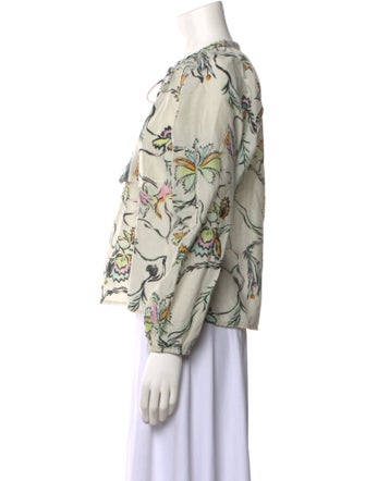 Mariacher Floral Print Crew Neck Blouse