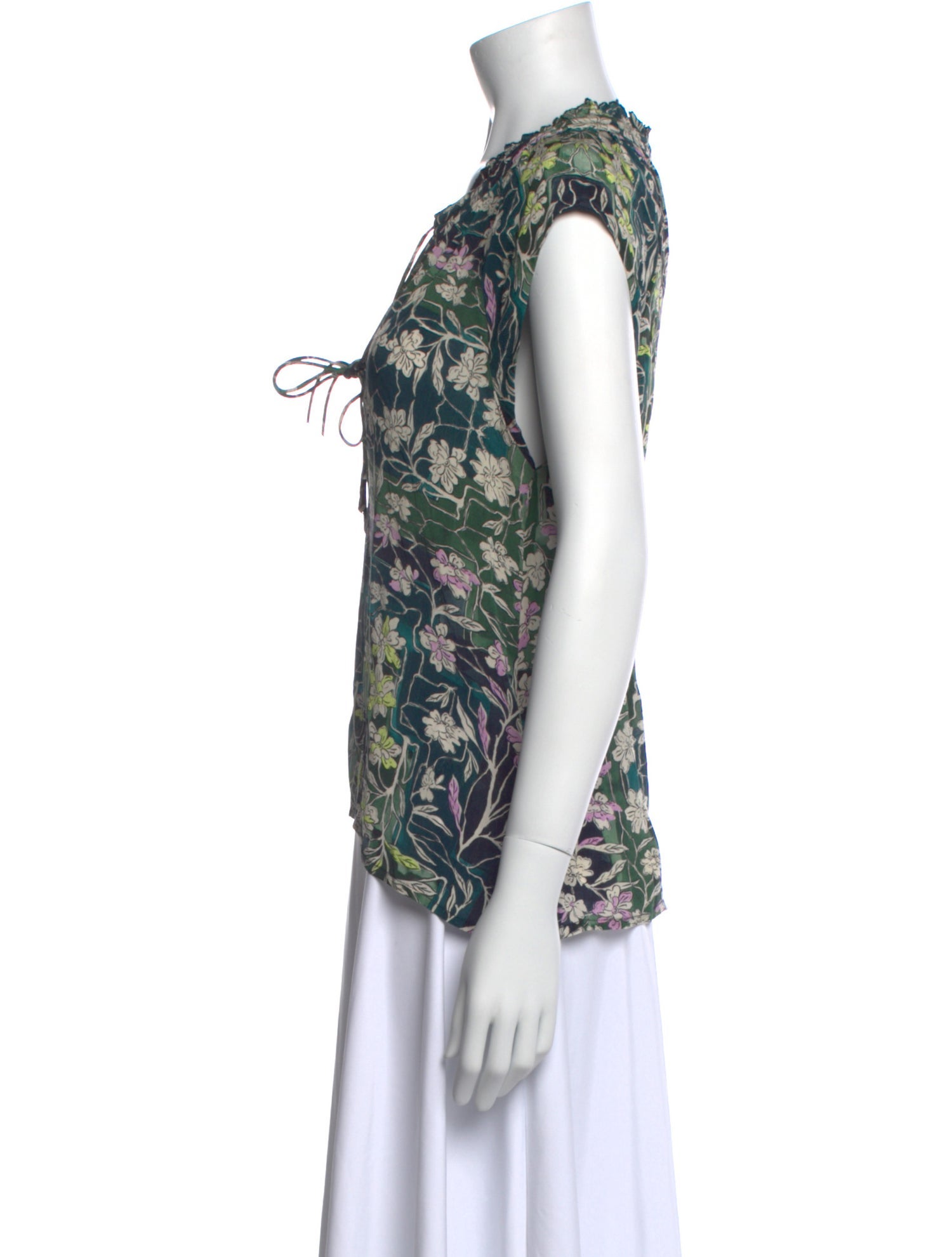 Mariacher Floral Print V-Neck Blouse