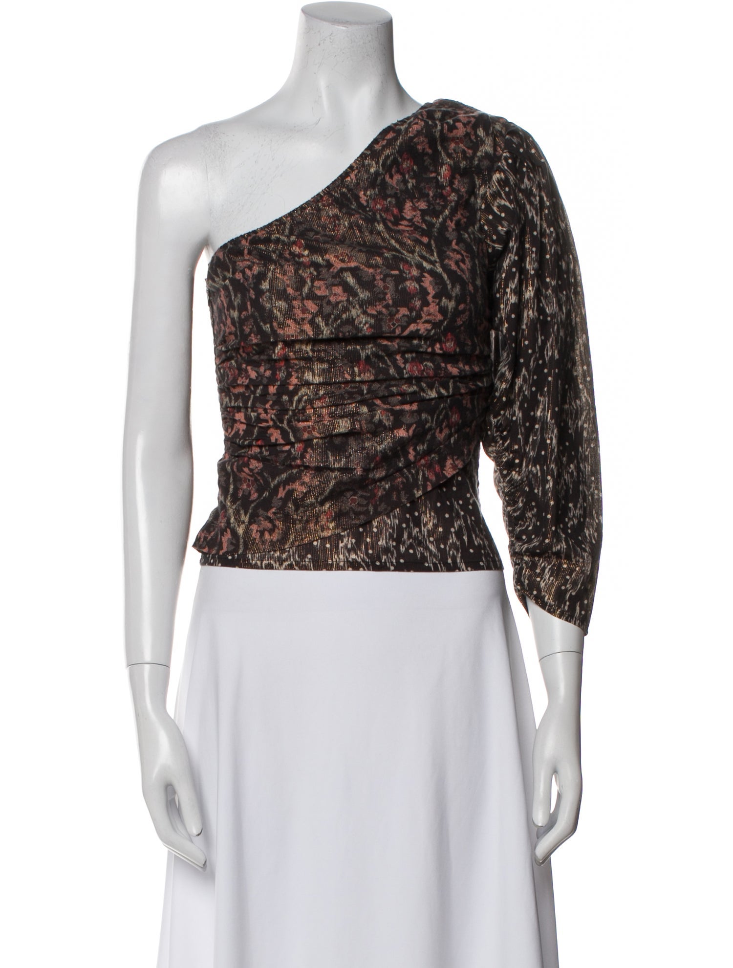 Mariacher Floral Print One-Shoulder Crop Top