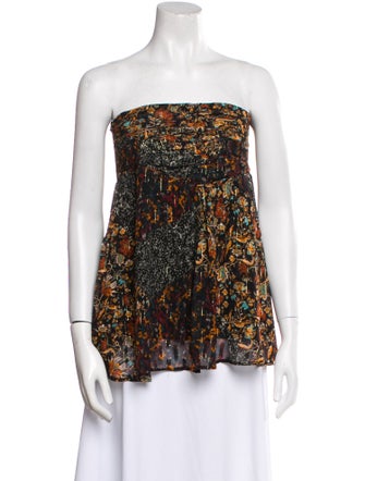 Mariacher Floral Print Strapless Top