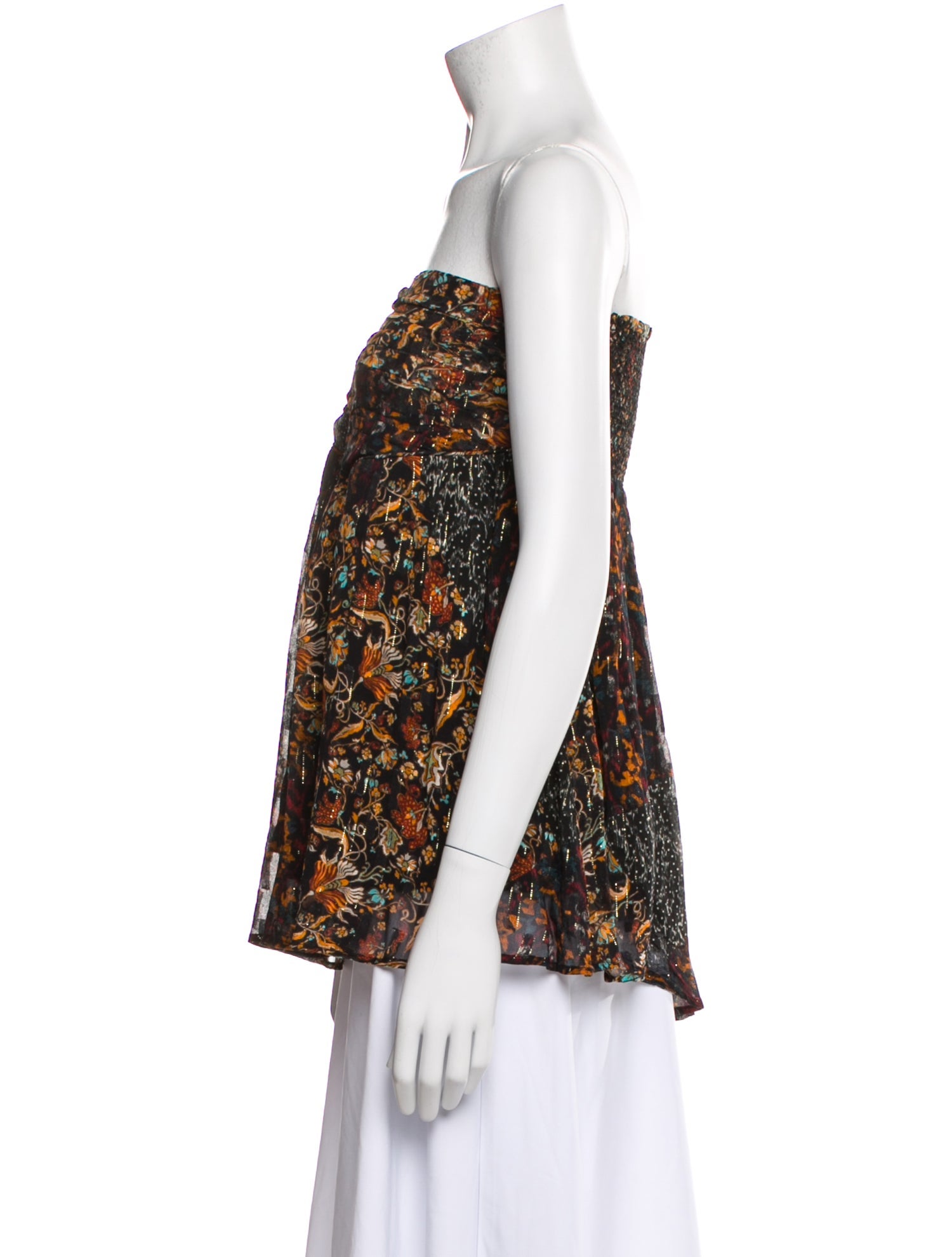 Mariacher Floral Print Strapless Top