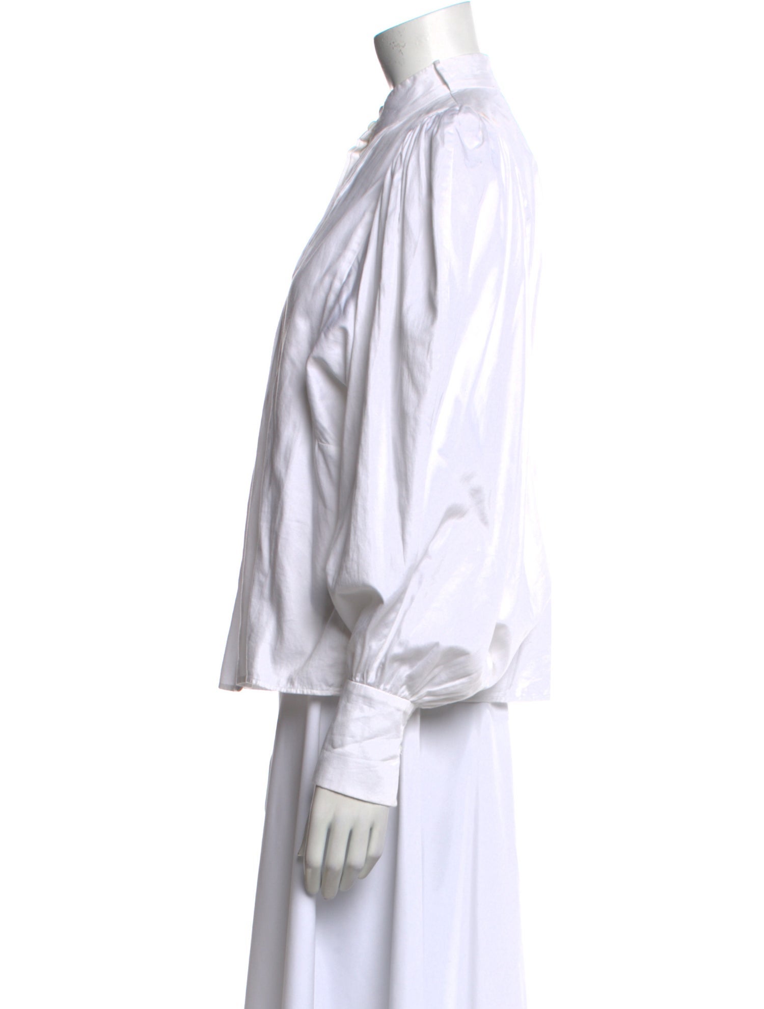 Mariacher Mock Neck Long Sleeve Button-Up Top