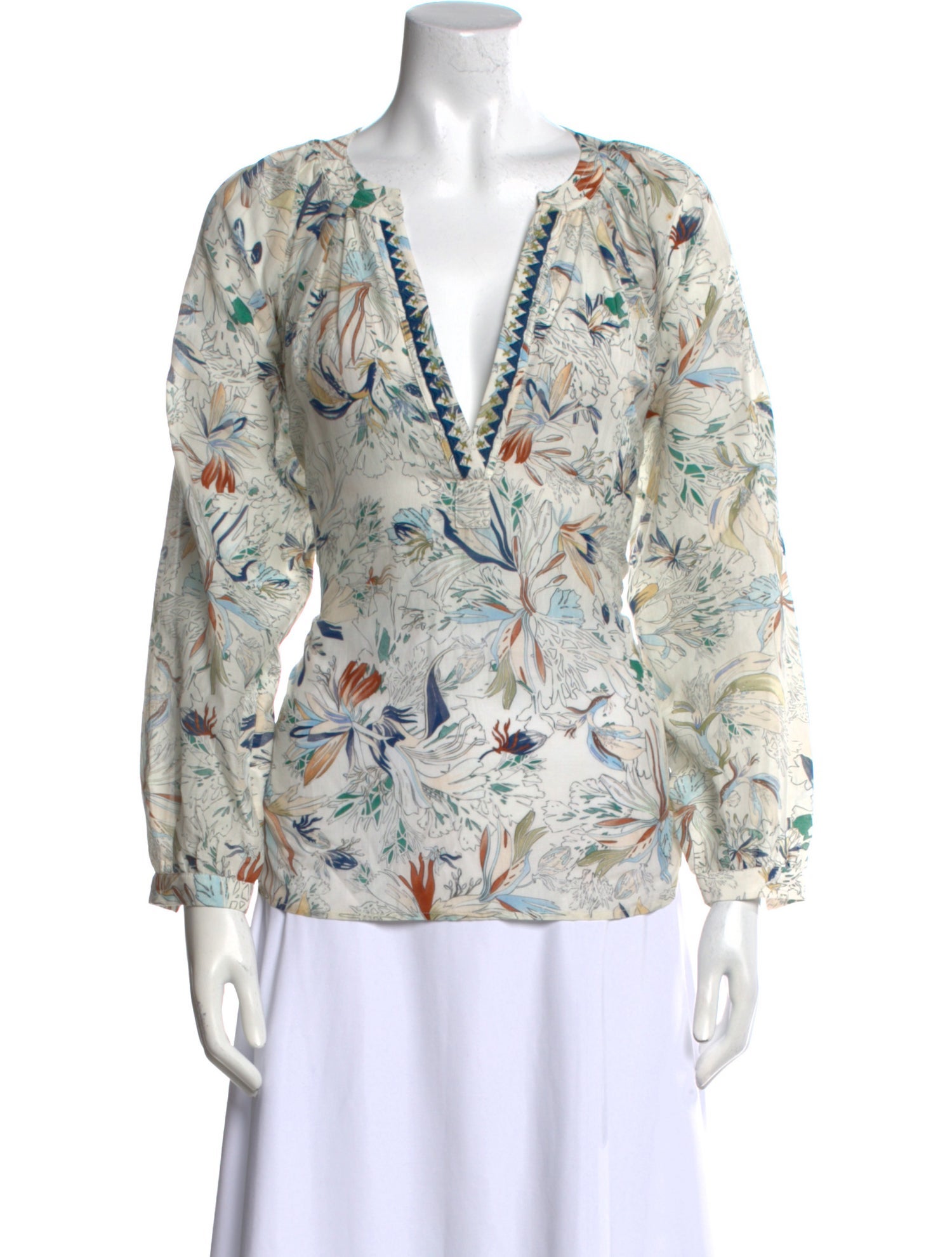Mariacher Printed V-Neck Blouse