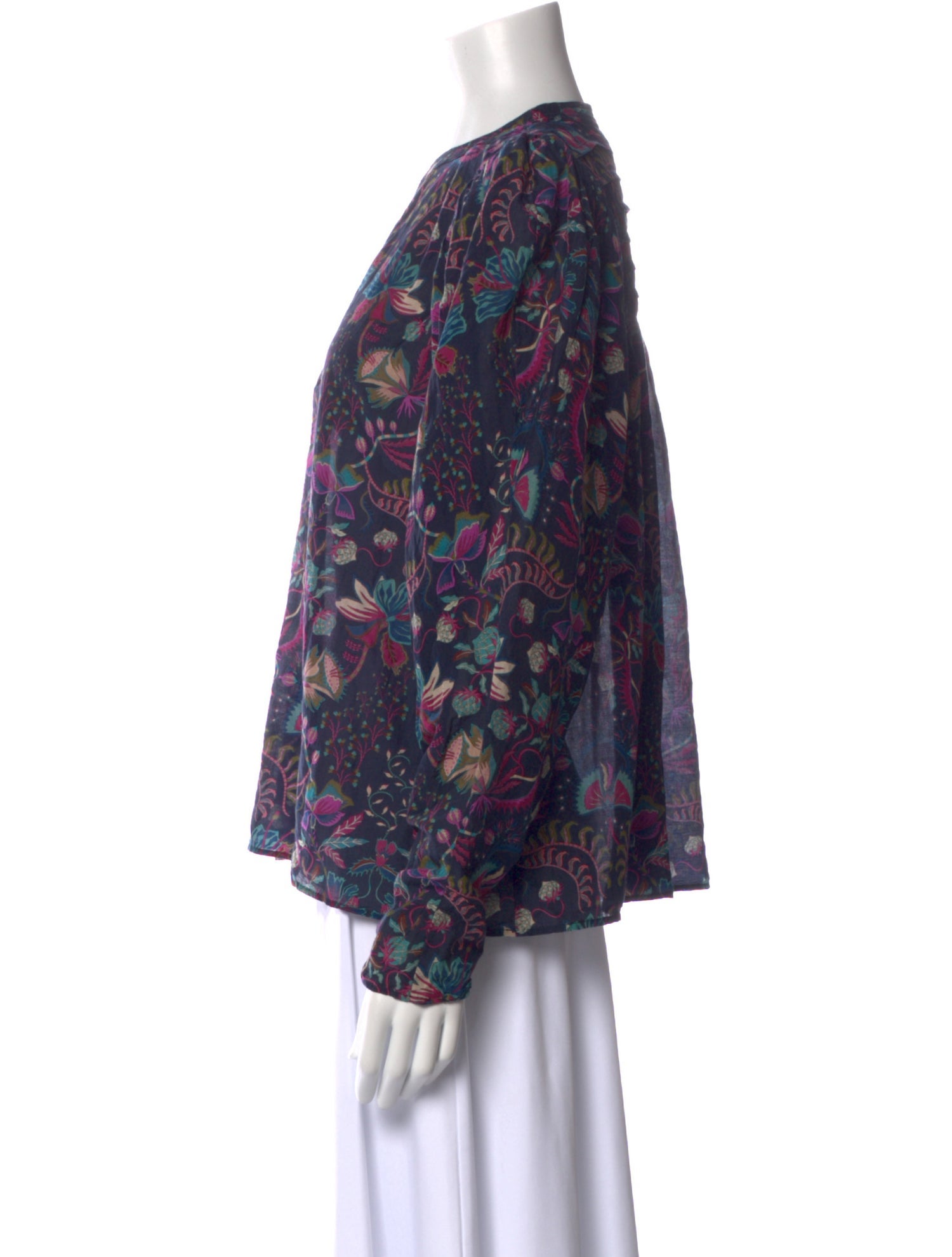 Mariacher Floral Print Crew Neck Blouse