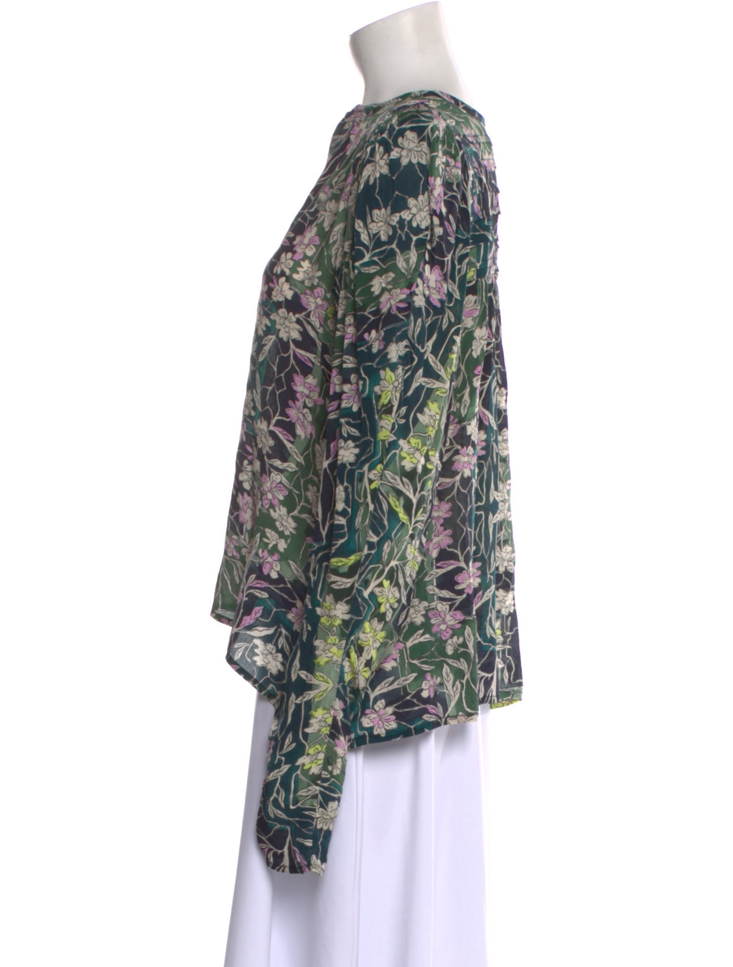 Mariacher Floral Print Tie Neck Blouse w/ Tags