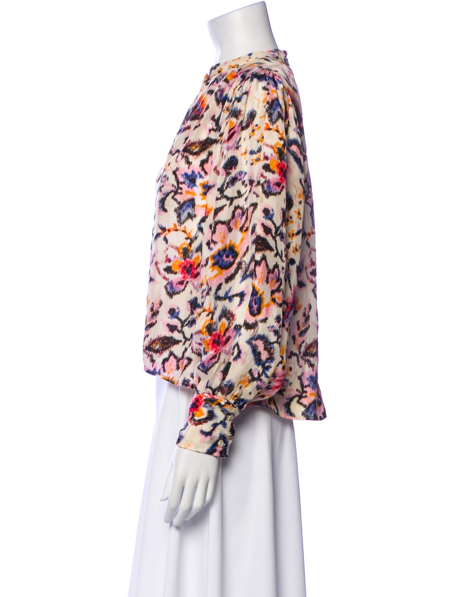 Mariacher Floral Print Mock Neck Blouse