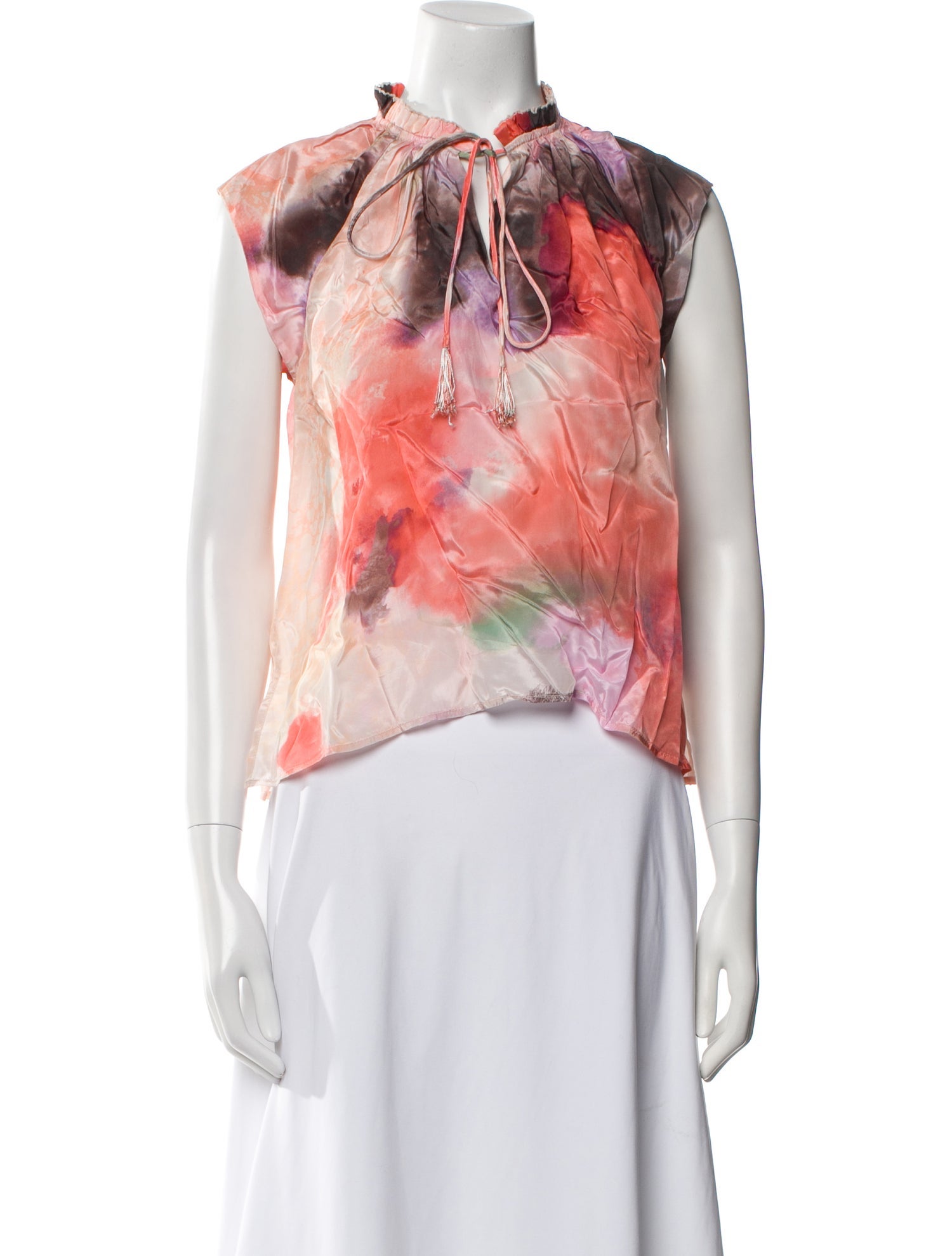 Mariacher Printed Mock Neck Blouse