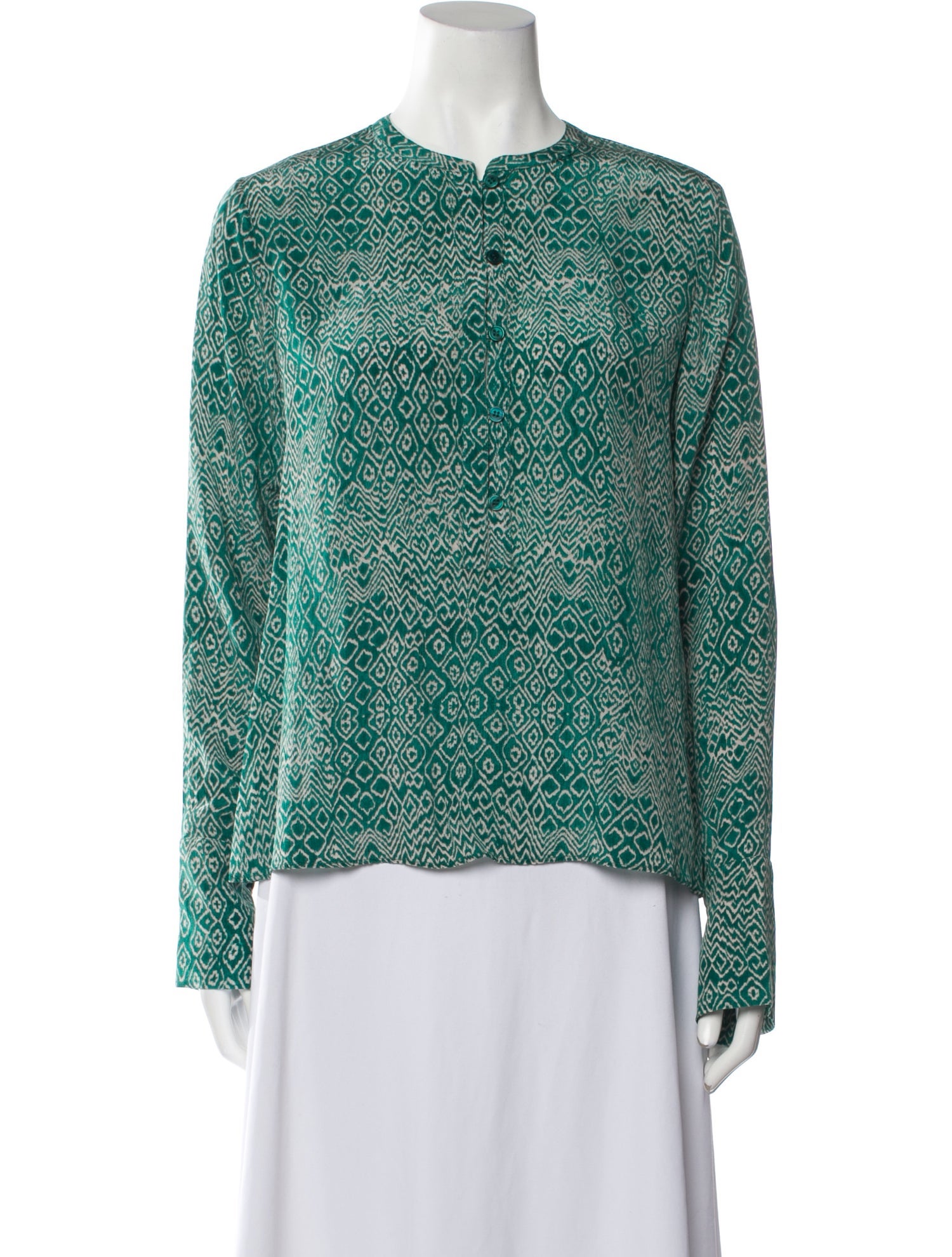 Maria Cher Printed Crew Neck Blouse