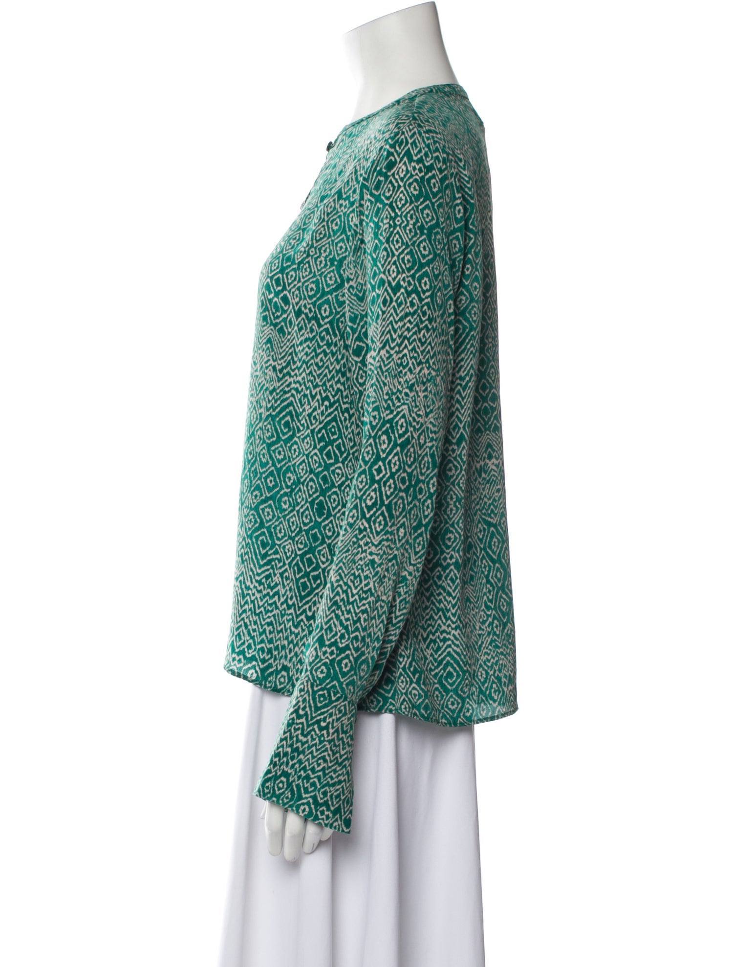 Maria Cher Printed Crew Neck Blouse