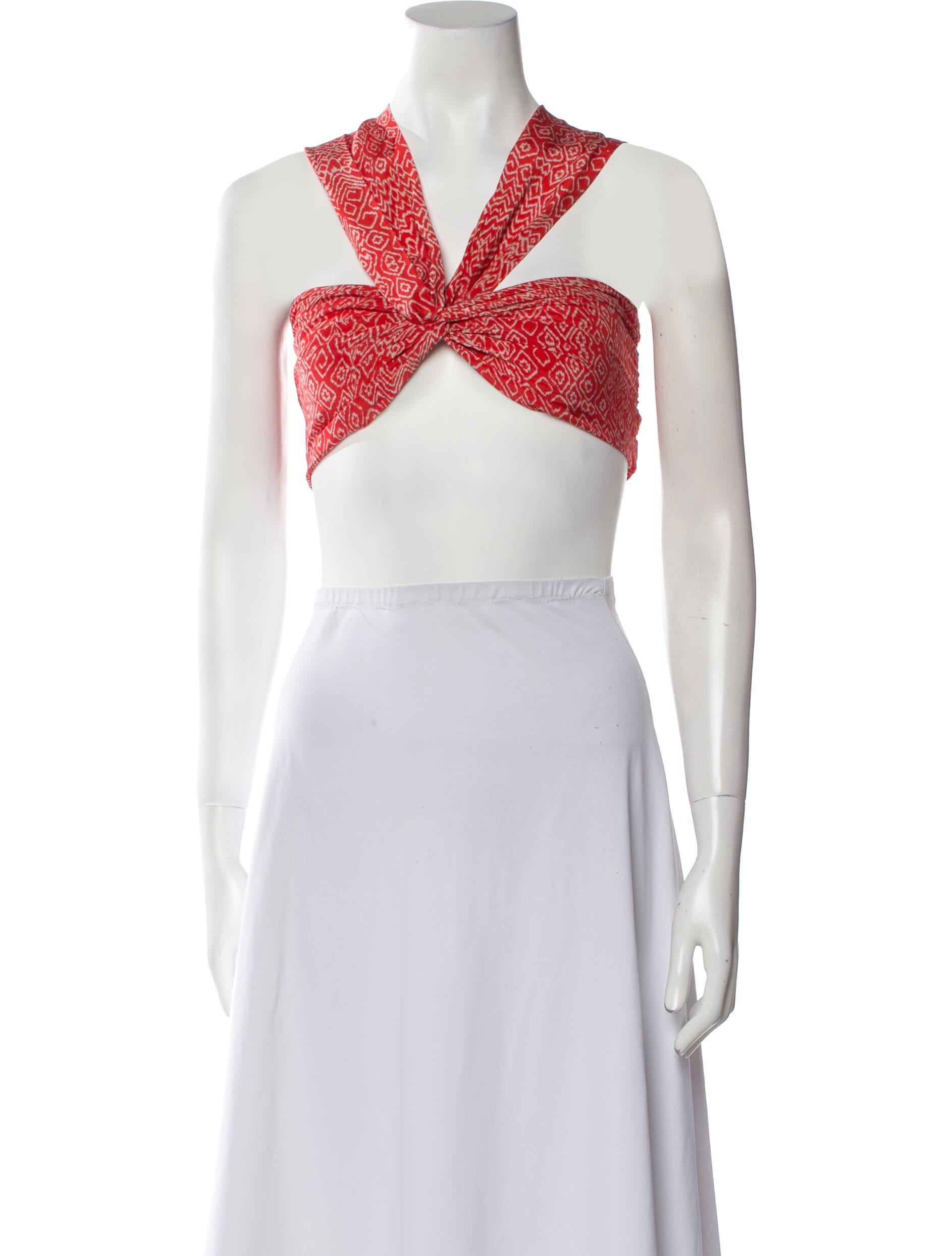 Maria Cher Printed V-Neck Crop Top