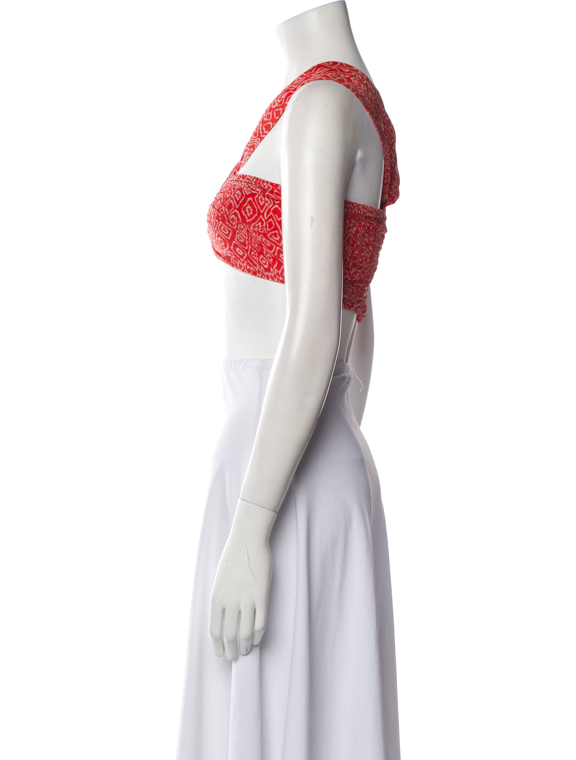 Maria Cher Printed V-Neck Crop Top