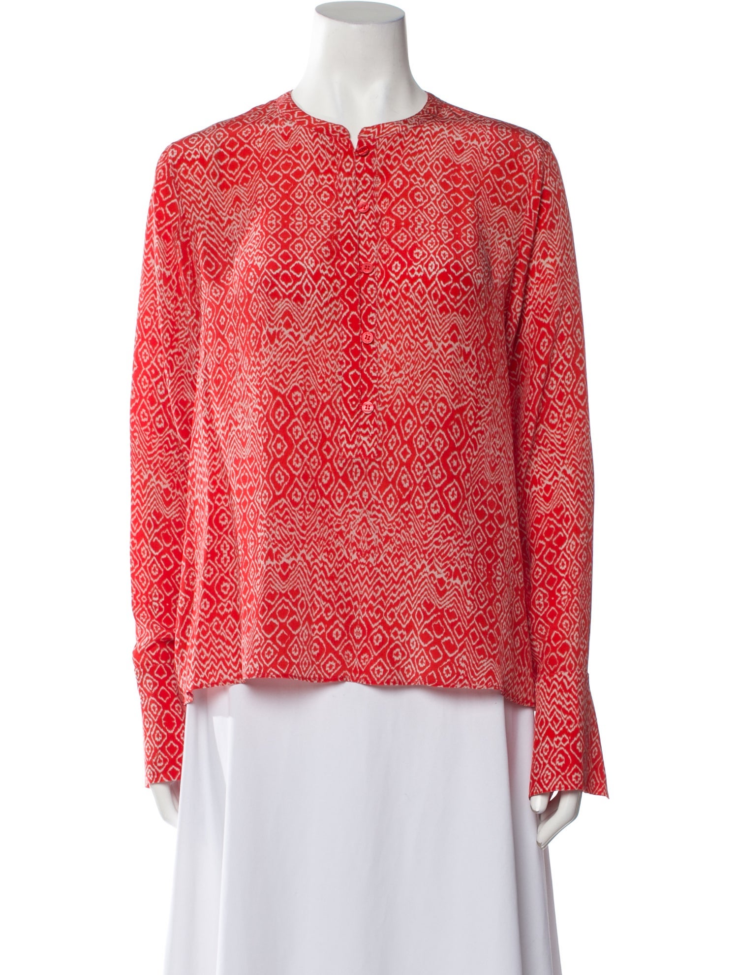 Maria Cher Printed Crew Neck Blouse