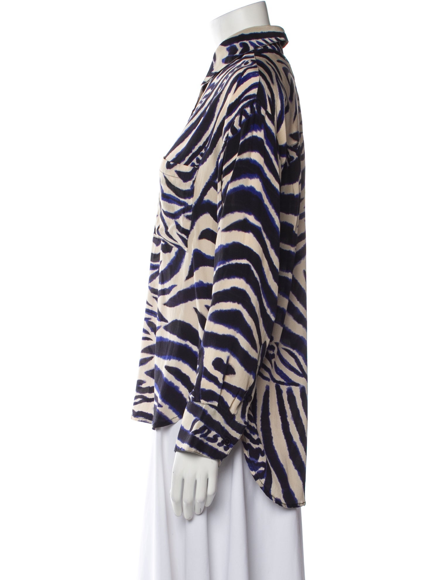 Maria Cher Animal Print Long Sleeve Button-Up Top