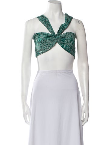 Maria Cher Tops Printed V-Neck Crop Top S