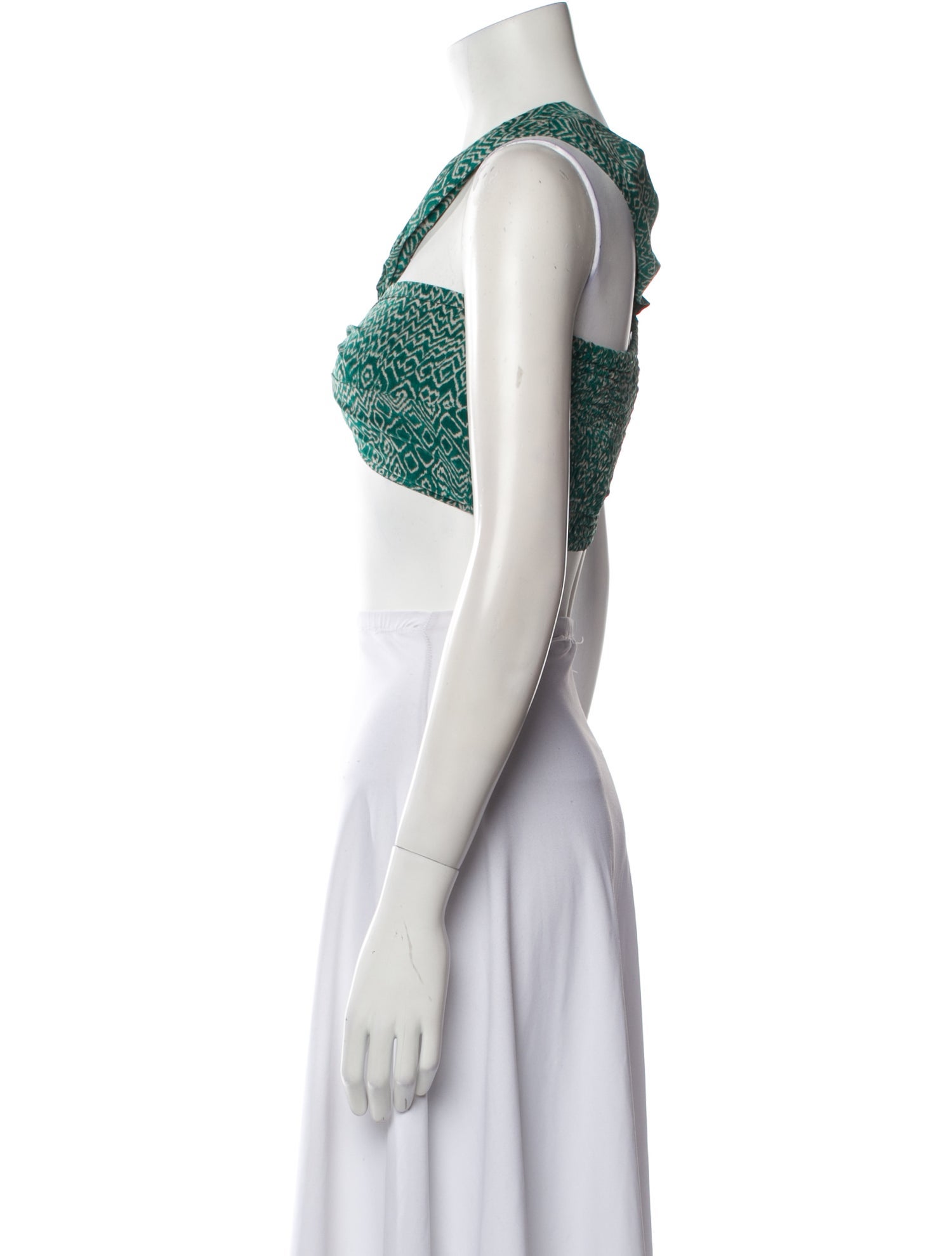 Maria Cher Printed V-Neck Crop Top