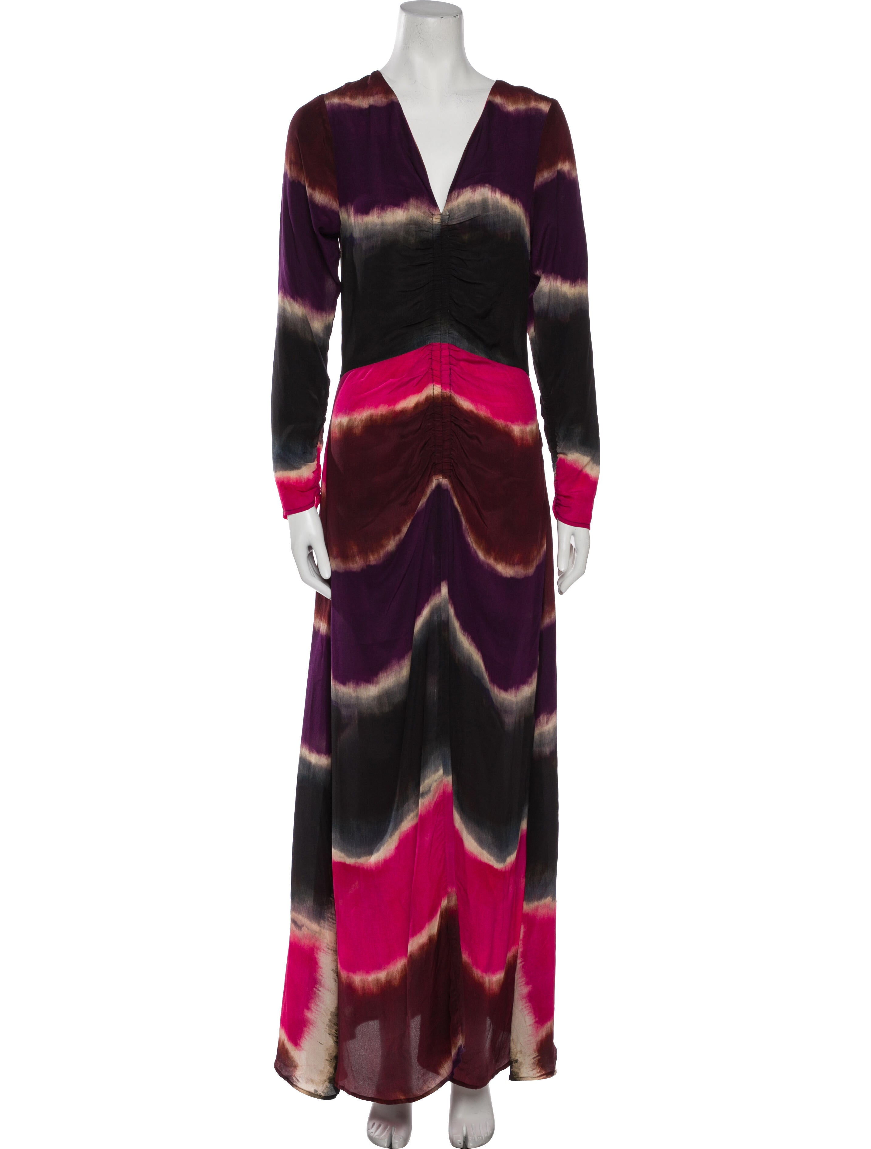 Maria Cher Tie-Dye Print Long Dress