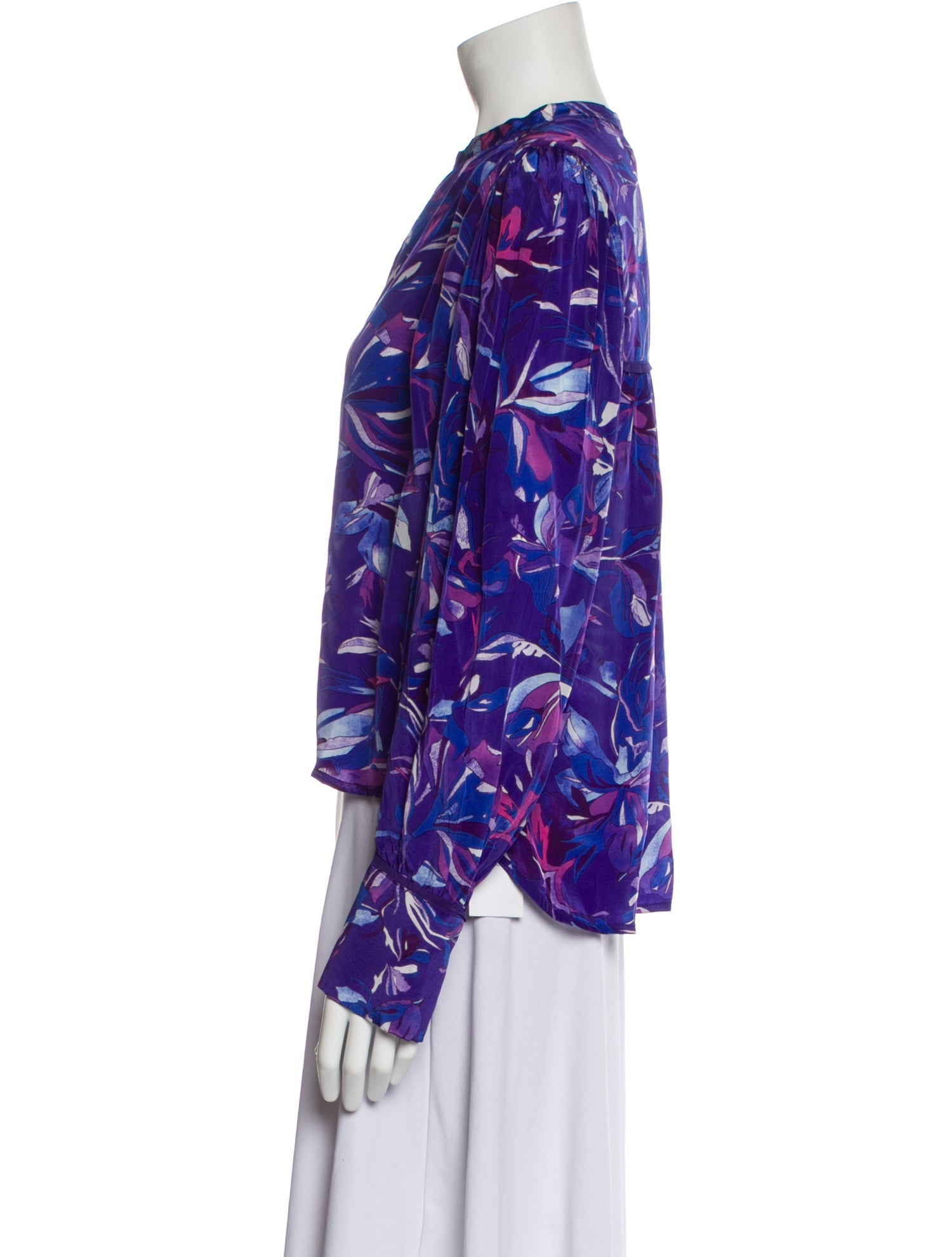 Maria Cher Floral Print Mock Neck Blouse