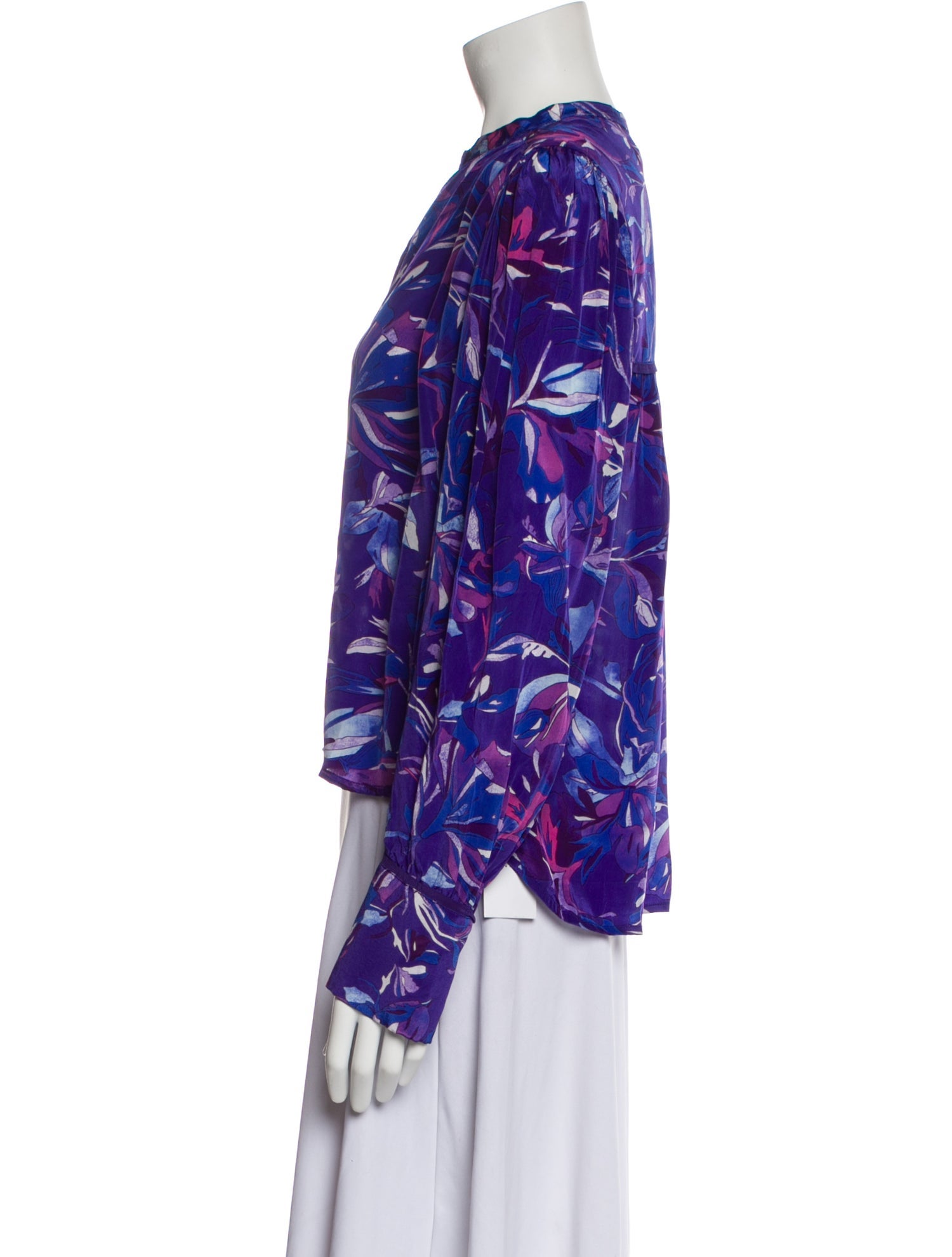 Maria Cher Floral Print Mock Neck Blouse