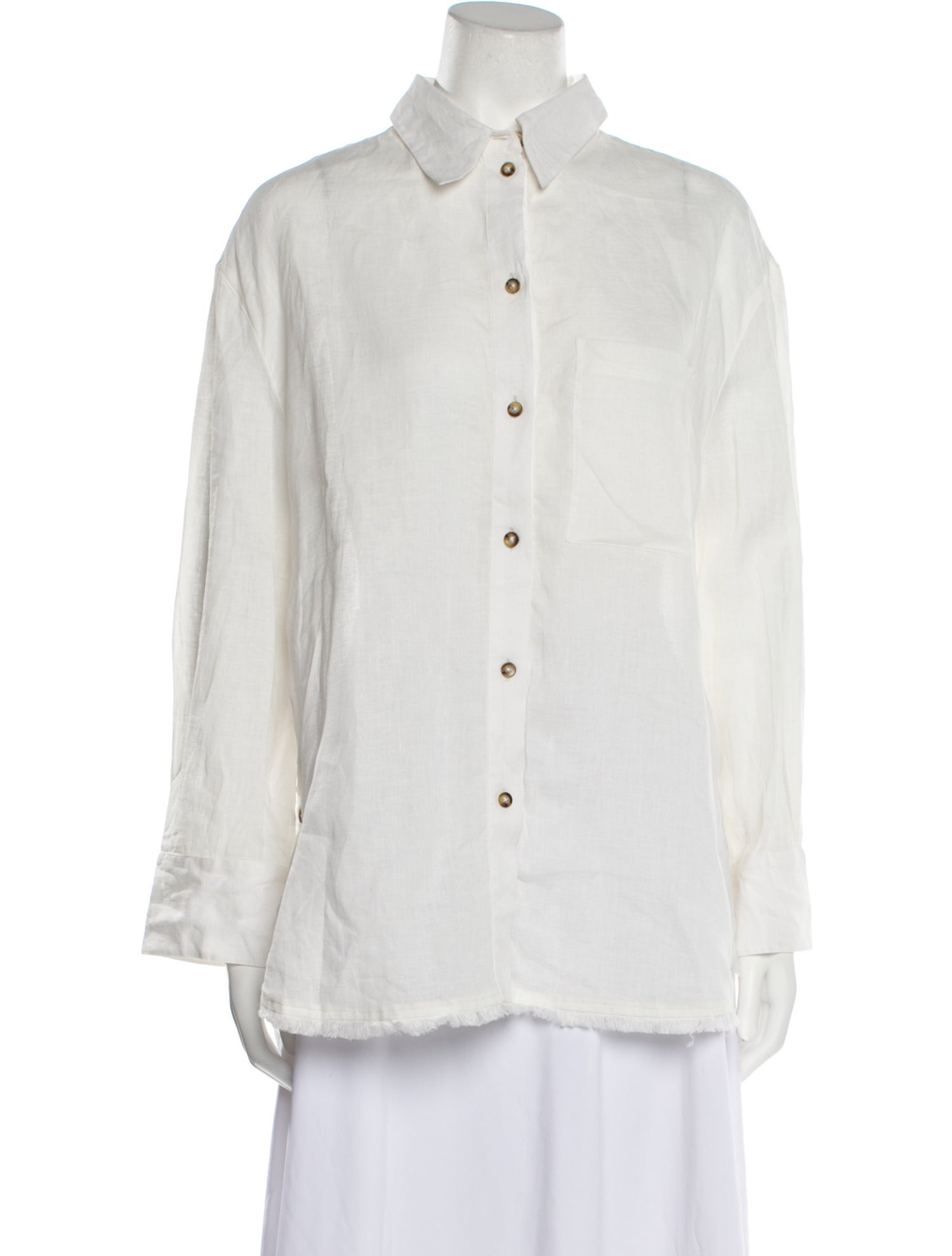 Maria Cher Linen Long Sleeve Button-Up Top w/ Tags