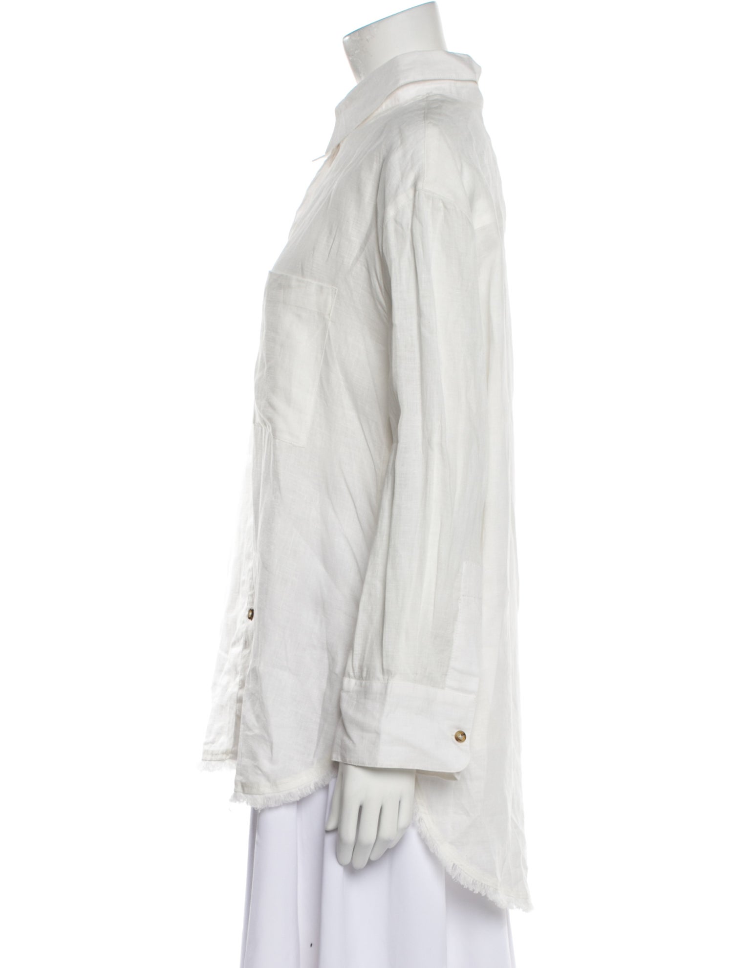 Maria Cher Linen Long Sleeve Button-Up Top w/ Tags