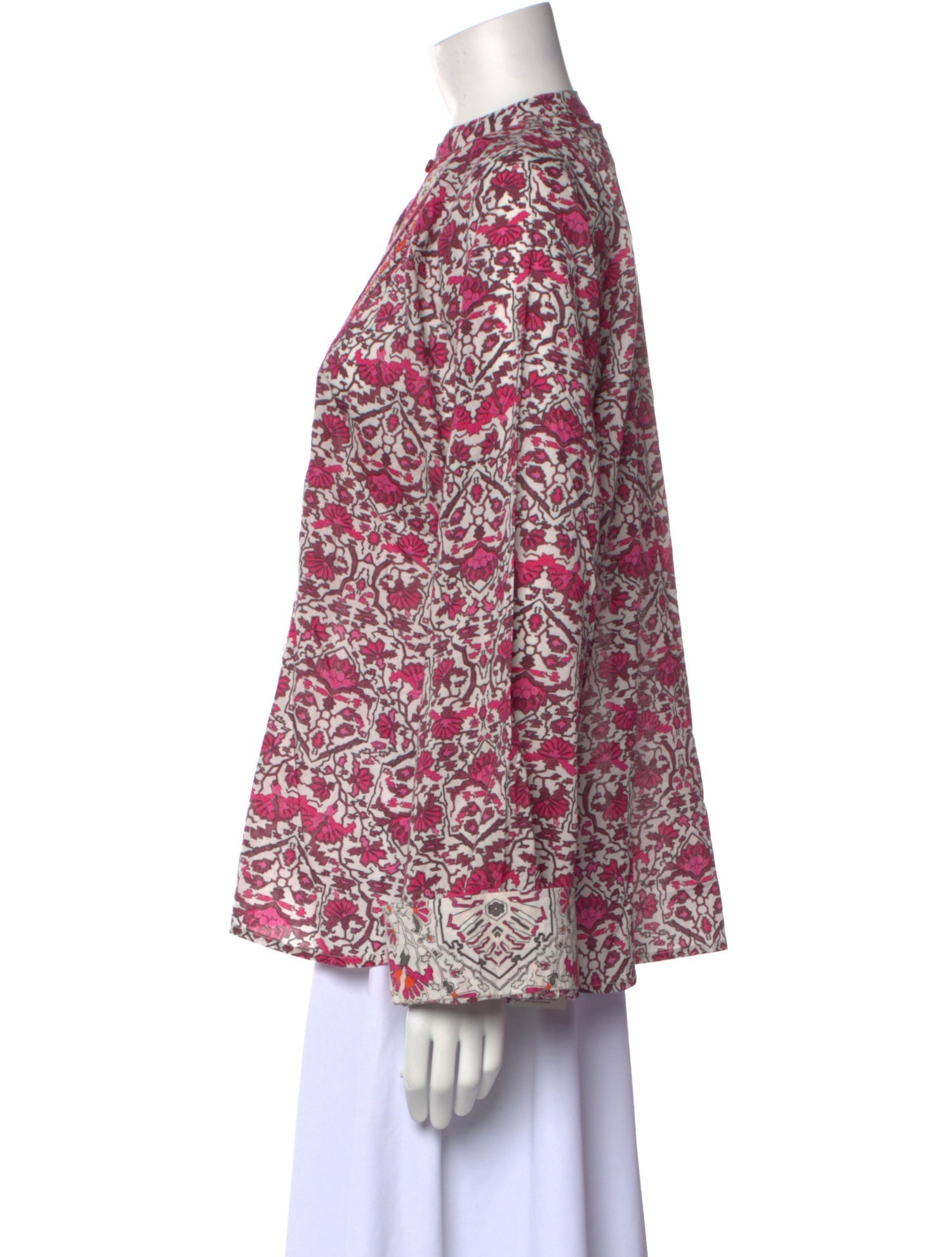 Maria Cher Floral Print Mock Neck Blouse