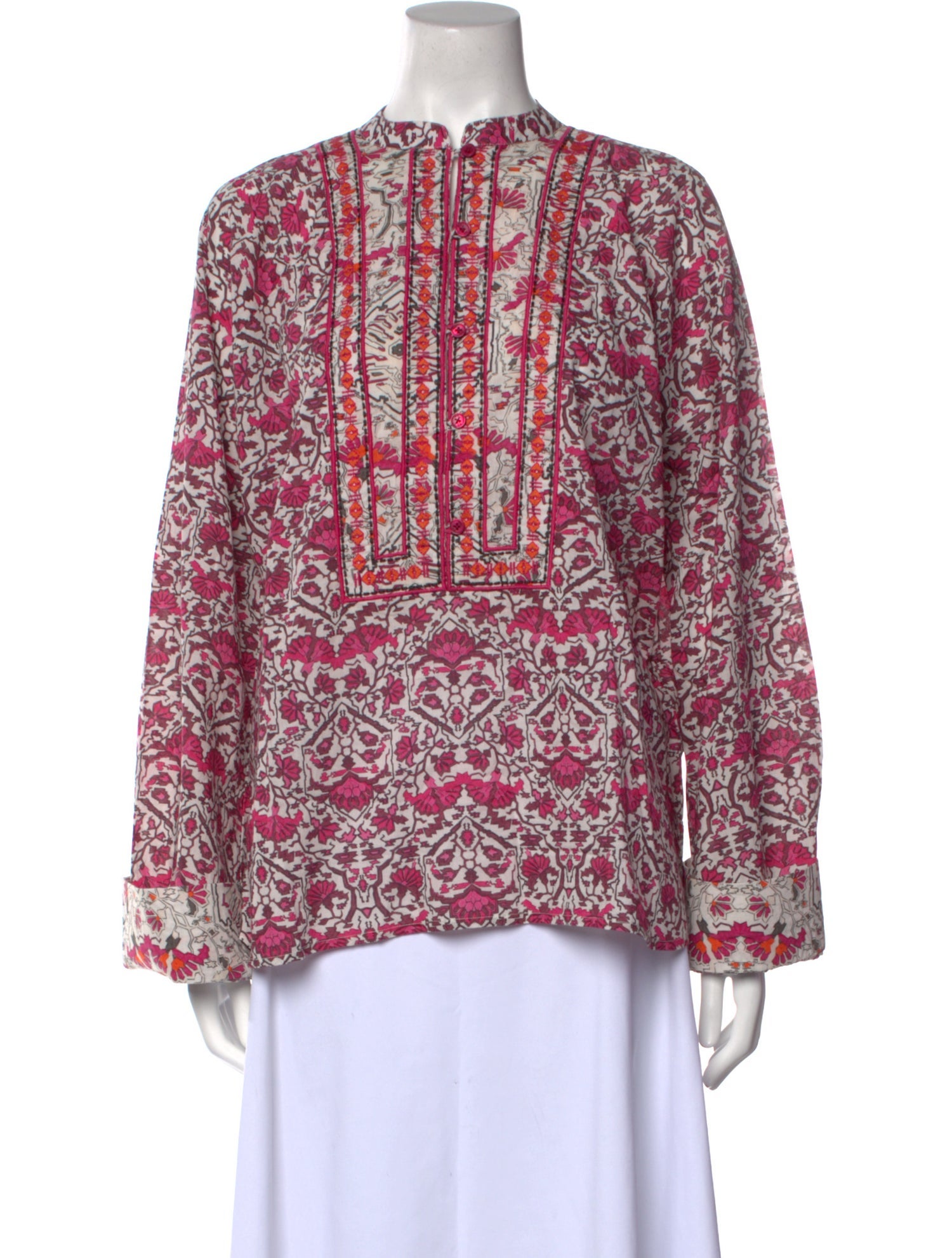 Maria Cher Floral Print Crew Neck Blouse w/ Tags