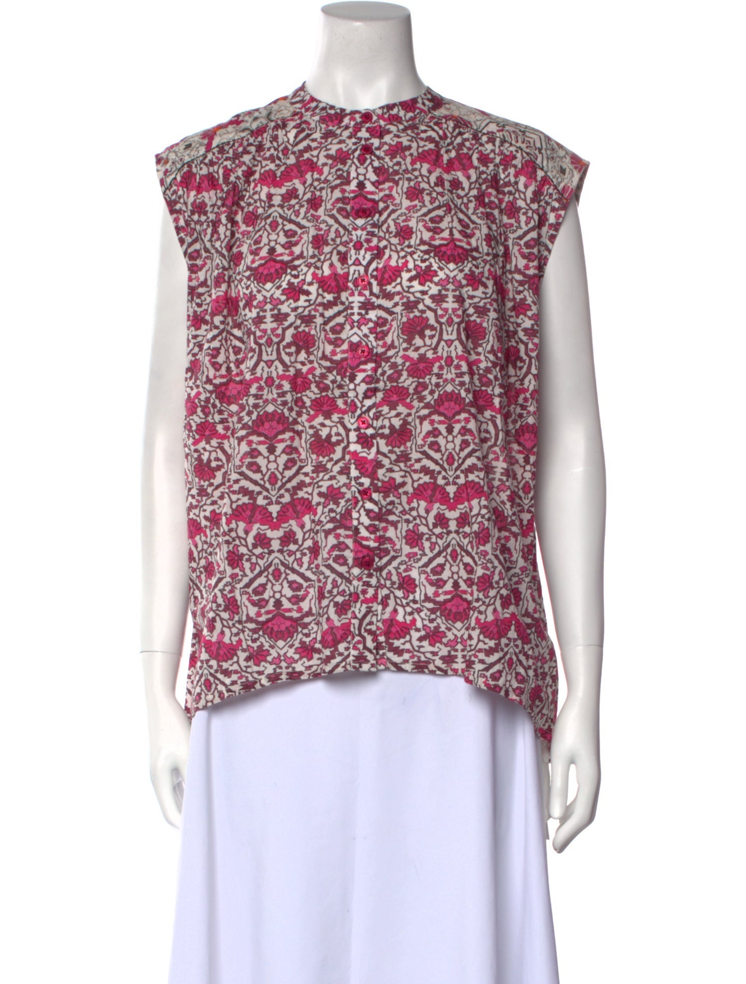 Maria Cher Floral Print Crew Neck Blouse w/ Tags