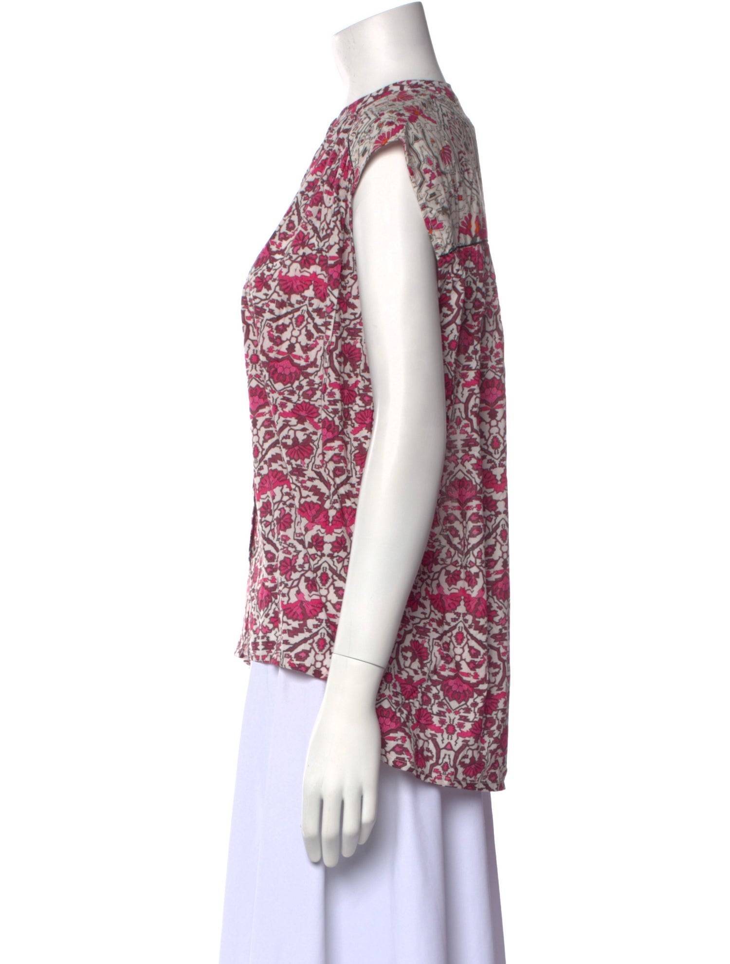 Maria Cher Floral Print Crew Neck Blouse w/ Tags