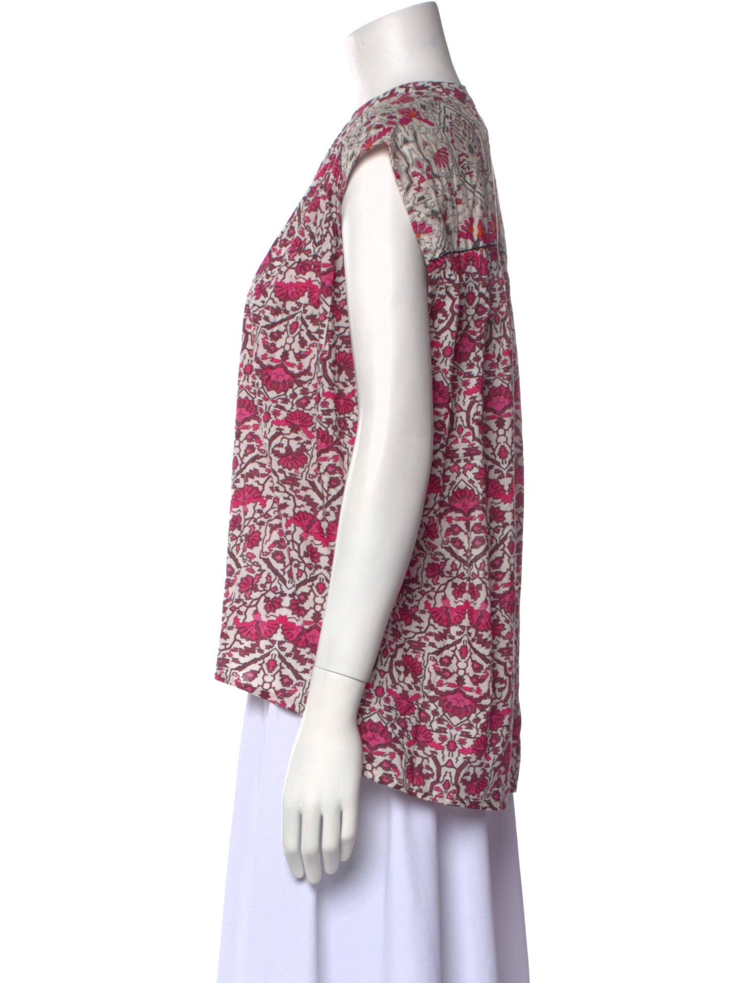 Maria Cher Floral Print Crew Neck Blouse