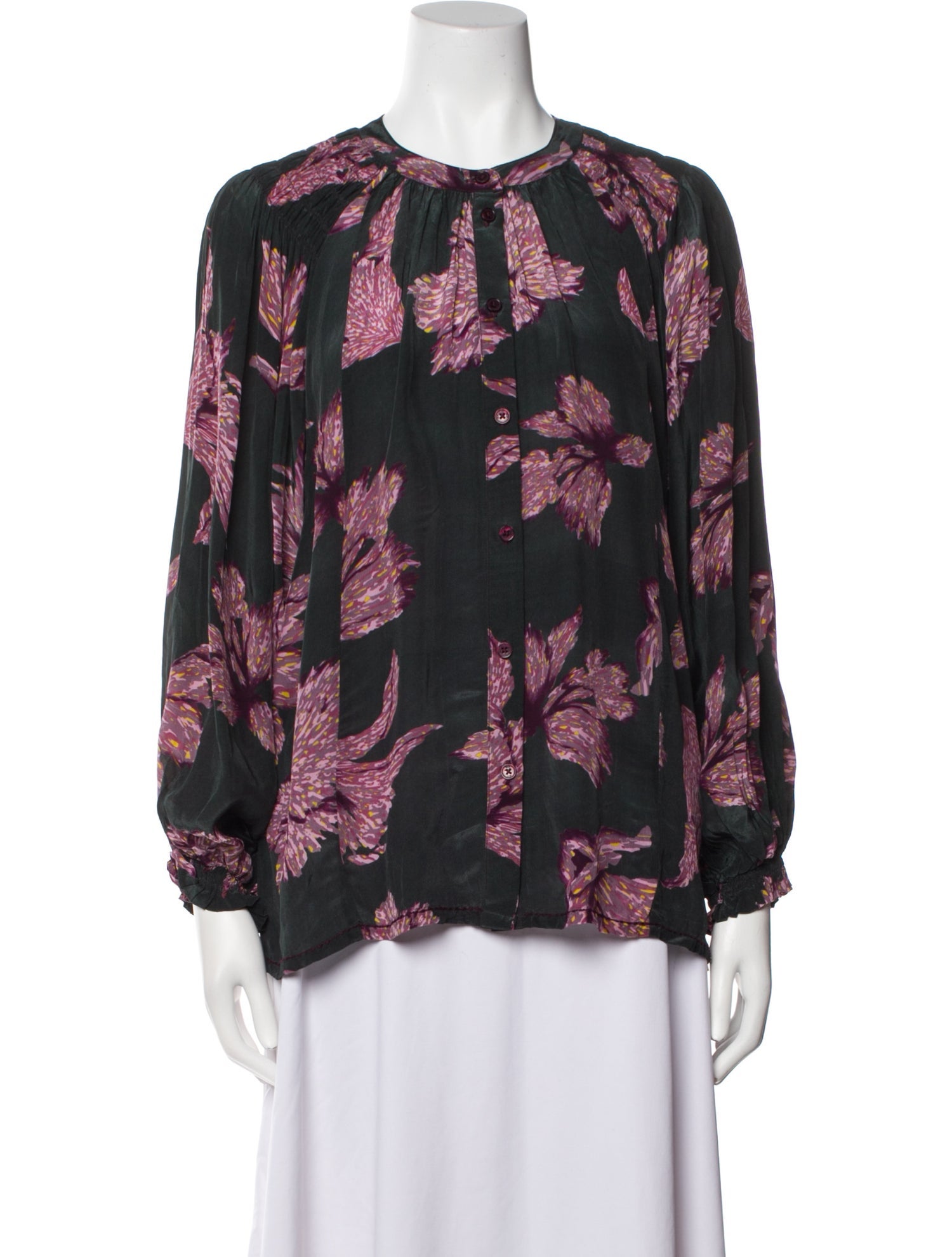 Maria Cher Floral Print Crew Neck Blouse