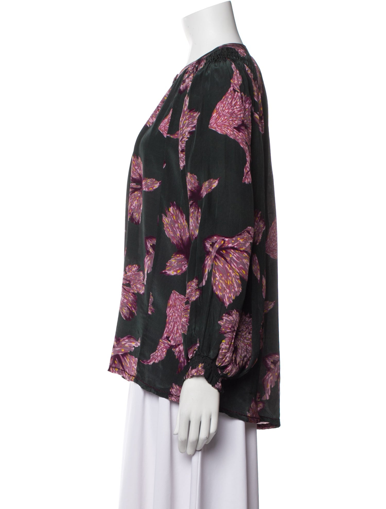 Maria Cher Floral Print Crew Neck Blouse