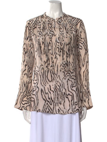 Maria Cher Tops Animal Print Crew Neck Blouse S