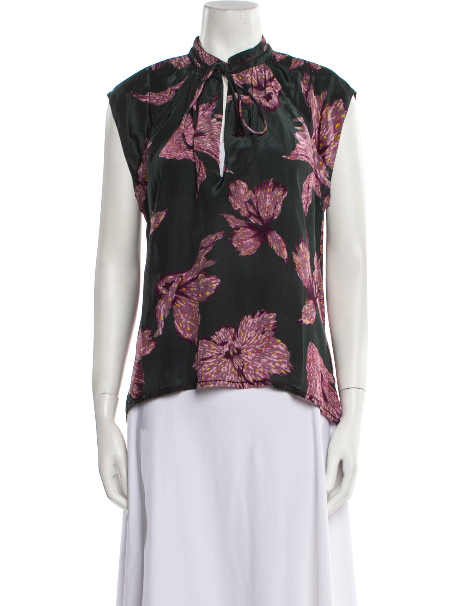 Maria Cher Floral Print Mock Neck Blouse