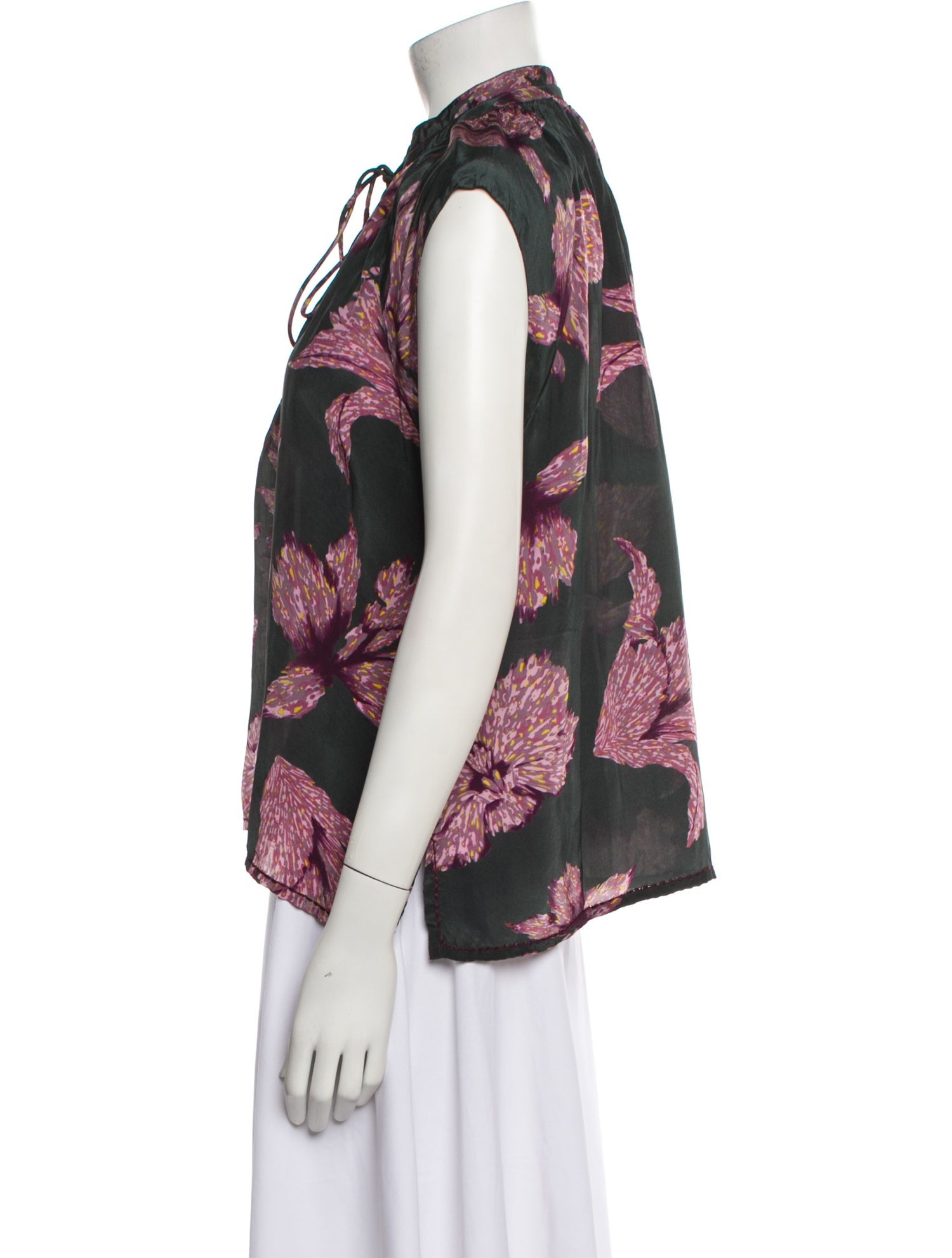 Maria Cher Floral Print Mock Neck Blouse