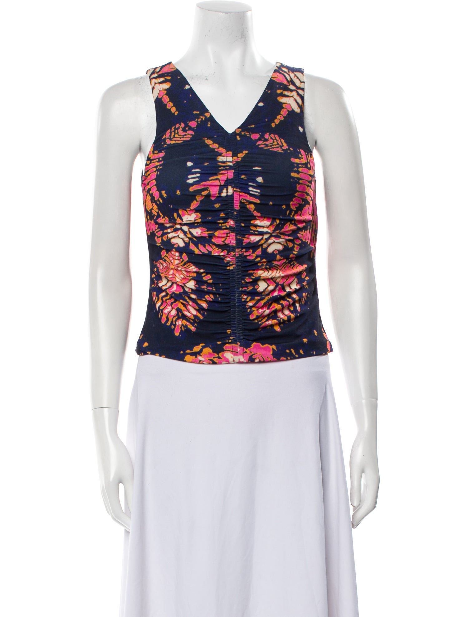 Maria Cher Printed V-Neck Crop Top