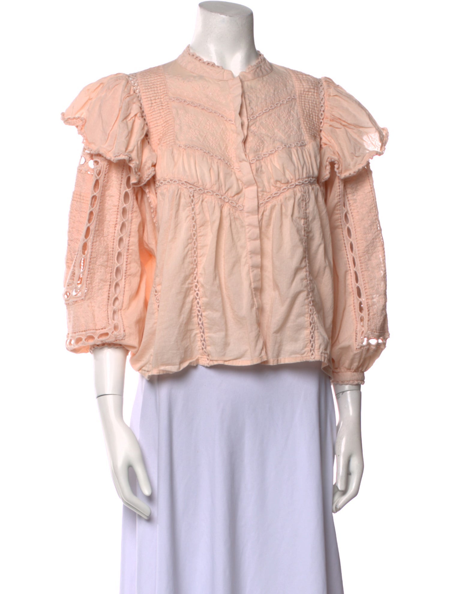 Maria Cher Mock Neck Three-Quarter Sleeve Blouse