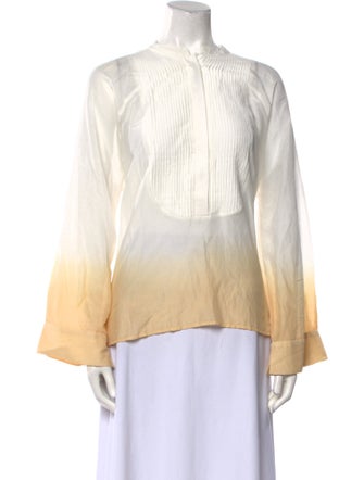 Maria Cher Colorblock Pattern Mock Neck Blouse