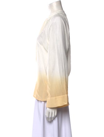 Maria Cher Colorblock Pattern Mock Neck Blouse