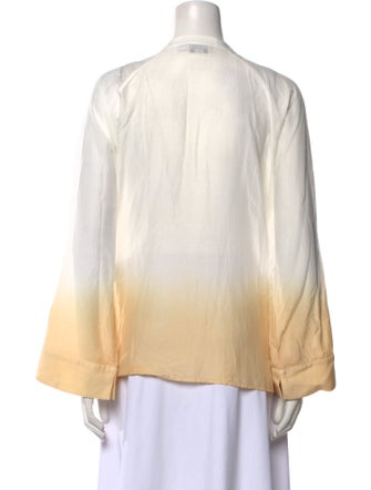 Maria Cher Colorblock Pattern Mock Neck Blouse