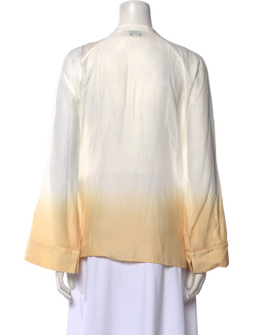 Maria Cher Colorblock Pattern Mock Neck Blouse