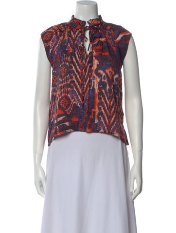 Maria Cher Tops Printed Mock Neck Crop Top XS