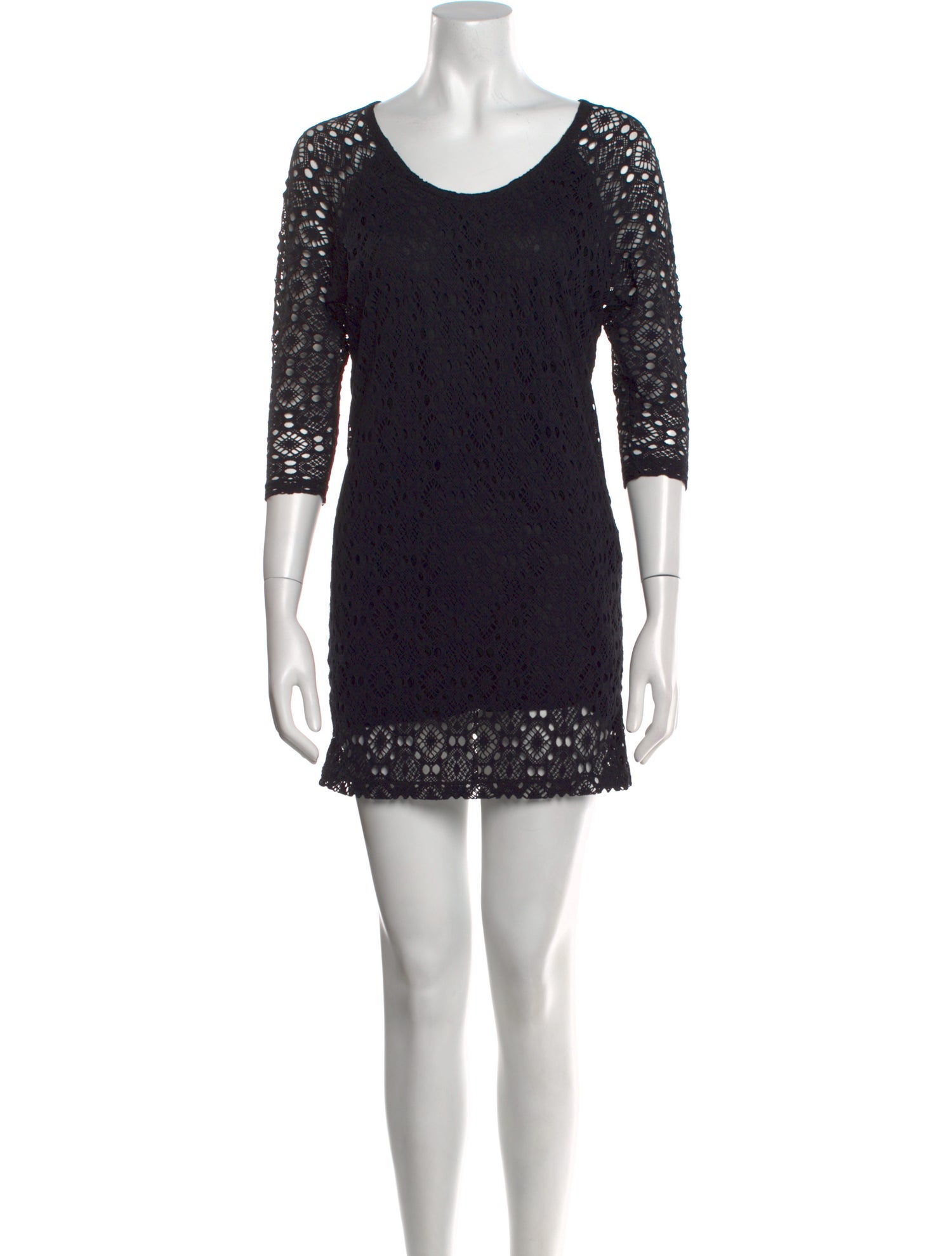 Maria Cher Lace Pattern Mini Dress