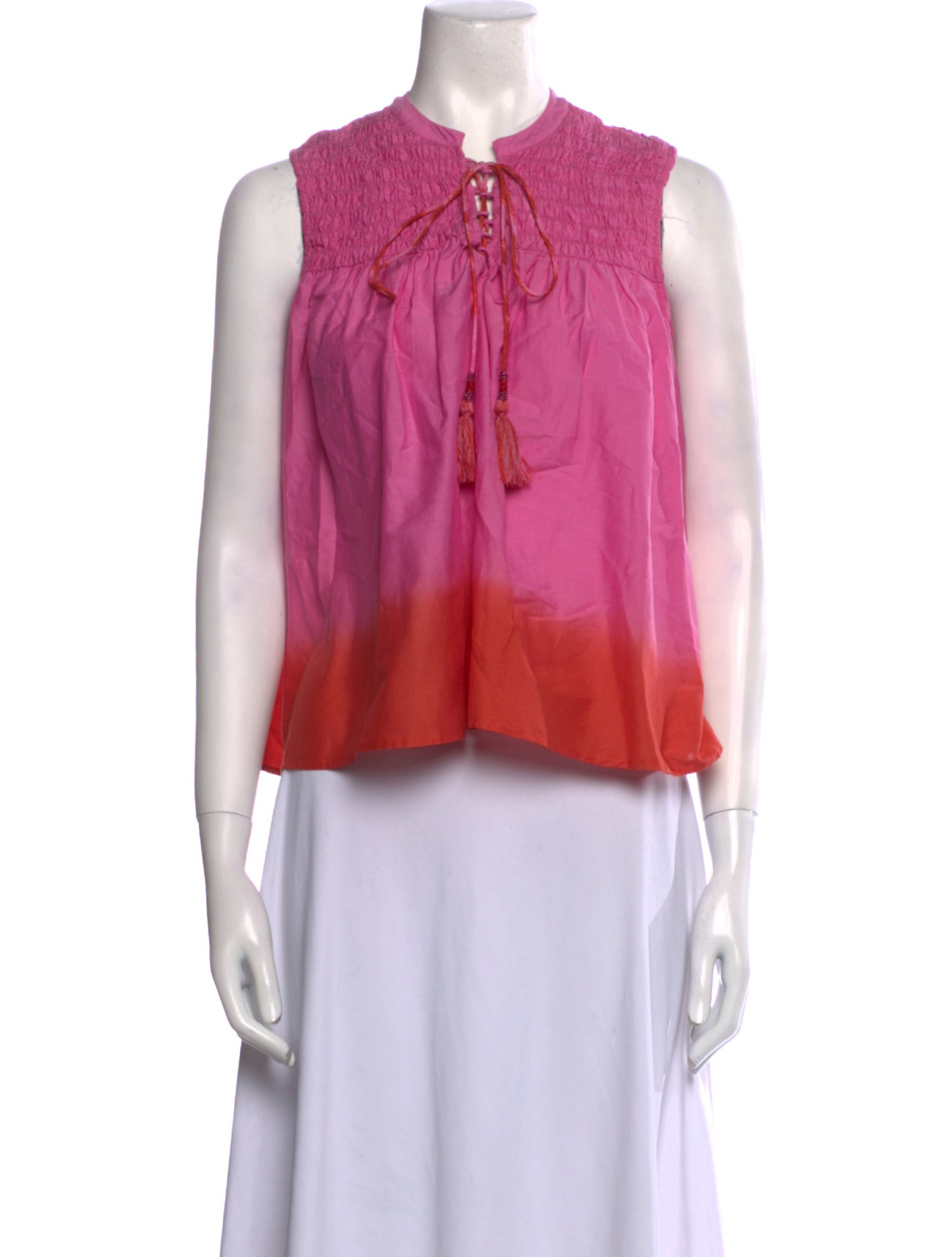 Maria Cher Tie-Dye Print V-Neck Top